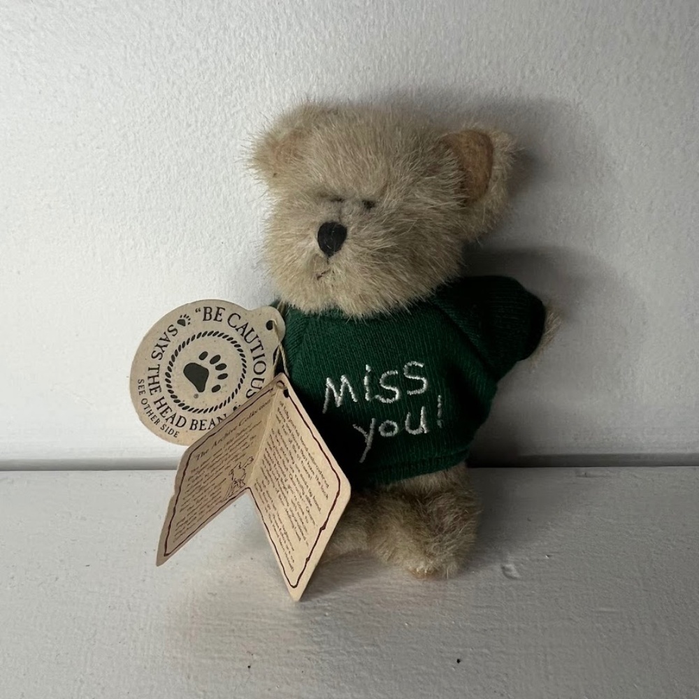 NWT Boyds Bears Mini 4" Miss You! "Missy" Green Sweater Bear